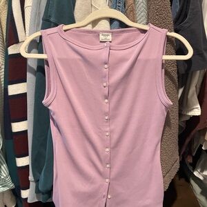 Abercrombie & Fitch Lilac Sleeveless Button-Down Shirt